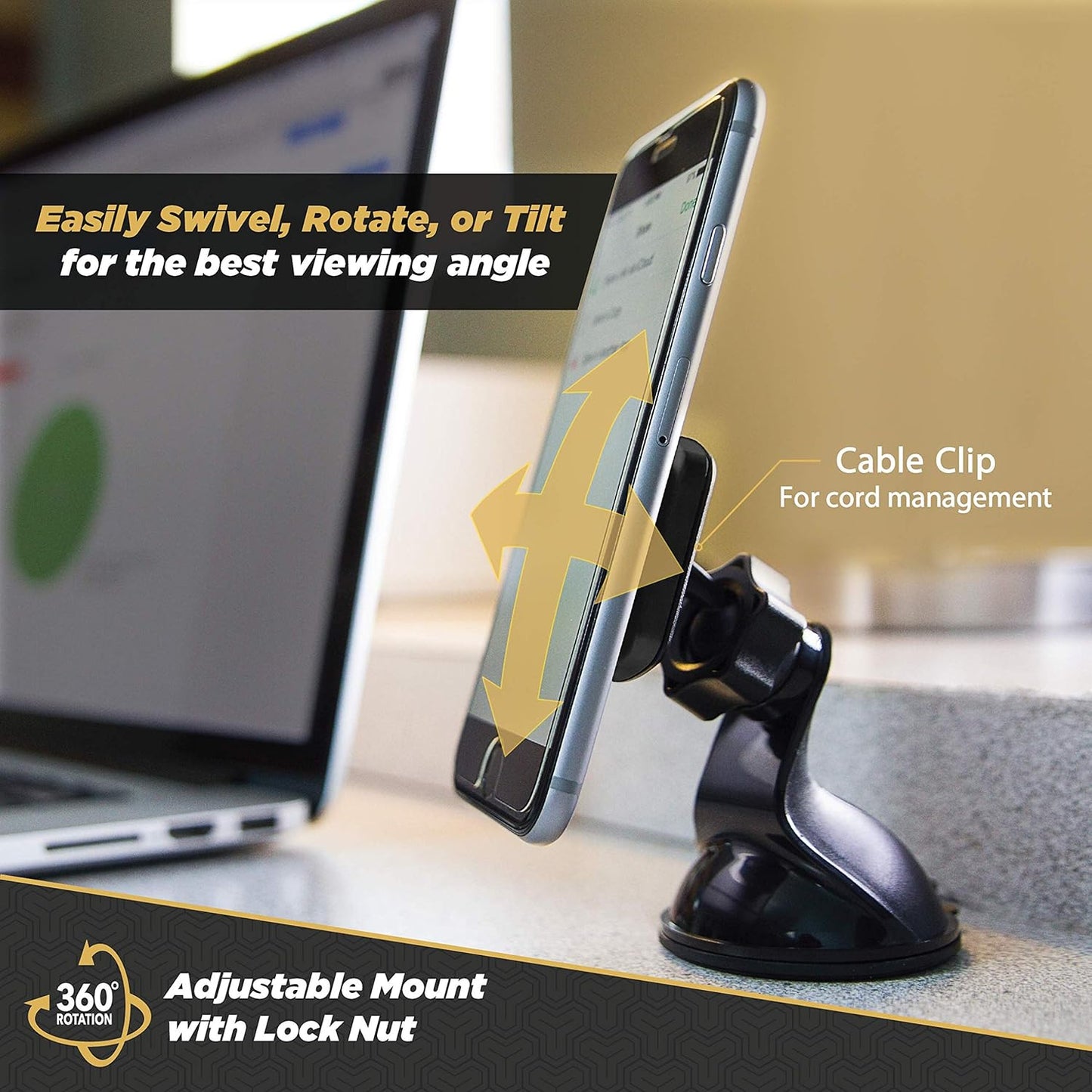 MWSM2PK-UB Magicmount Magnetic Car Phone Holder Mount with Suction Cup - 360 Degree Adjustable Head, Universal with All Devices - Suction Mount - Pack of 2